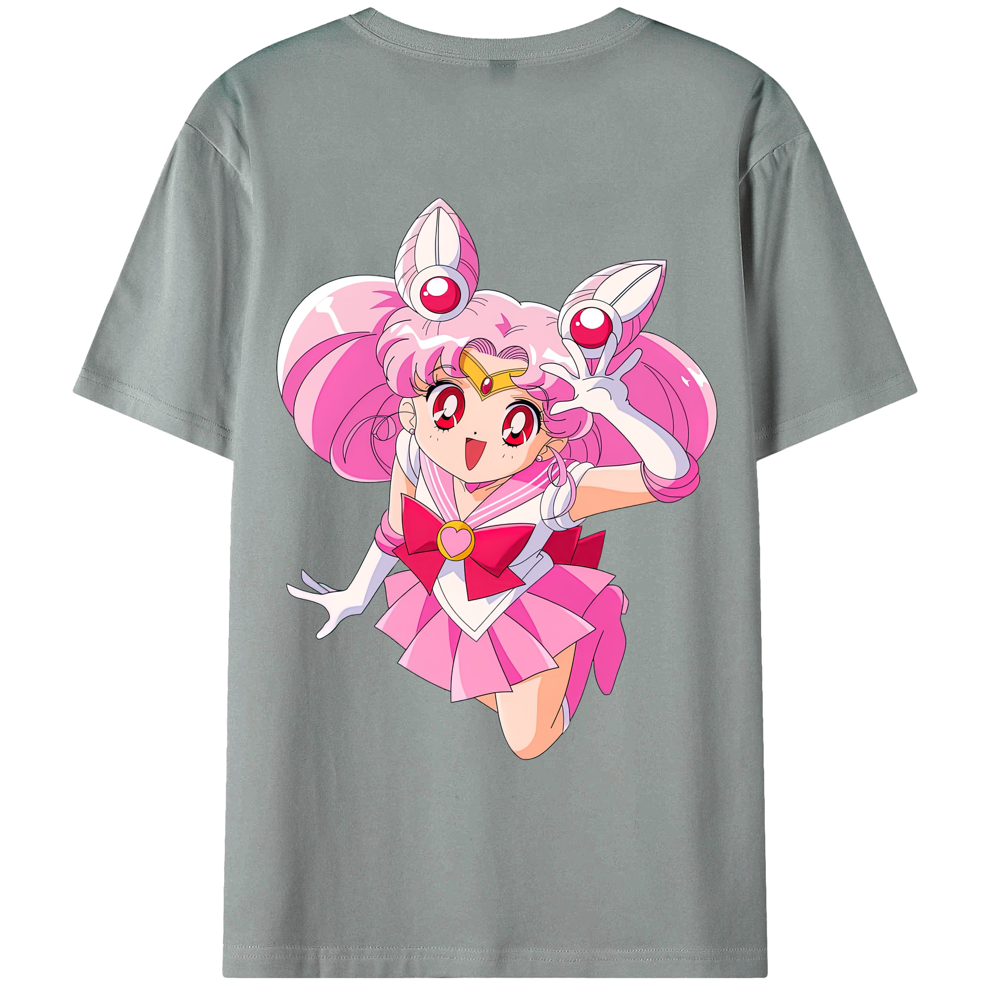 （画像用） 美少女戦士セーラームーン ちびうさ Sailor Moon Chibiusa Tsukino Usagi Small Lady Serenity 綿100％ メンズ半袖Tシャツ（バックプリント） 通気性